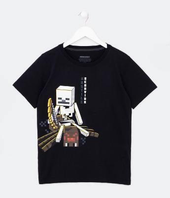 Camiseta Infantil com Estampa Minecraft - Tam 5 a 14 Anos