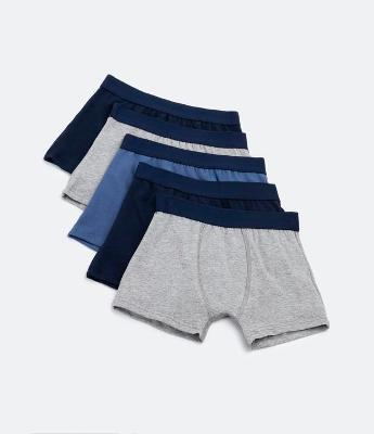 Kit 05 Cuecas Boxer Infantil Básicas - Tam 2 a 14 Anos