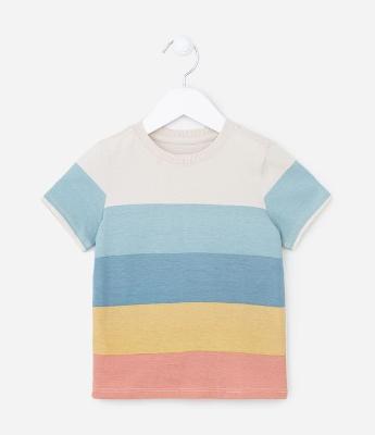 Camiseta Infantil em Algodão com Bloco de Cores - Tam 1 a 5 anos
