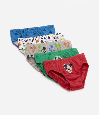 Kit 05 Cuecas Slip  Infantil com Mickey Estampado - Tam 02 a 06 Anos