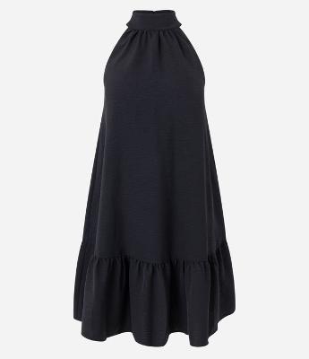 Vestido Airflow Sem Manga com Gola Alta e Franzido