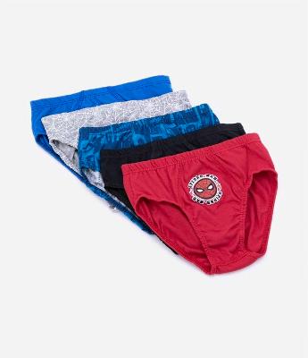 Kit 05 Cueca Slip Infantil com Estampas do Homem Aranha - Tam 2 a 10 anos