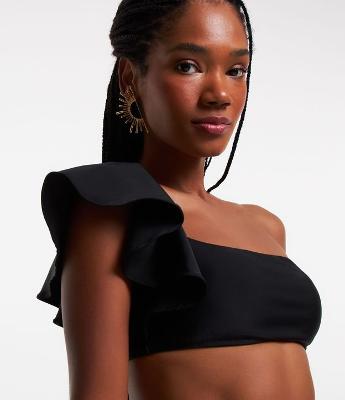 Biquíni Top Bandeau Ombro Só com Babado Assimétrico
