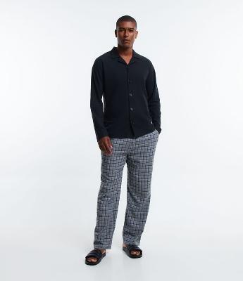 Calça de Pijama em Flanela Xadrez com Amarração
