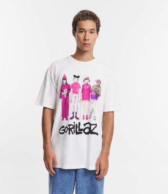 Camiseta em Meia Malha com Estampa Gorillaz