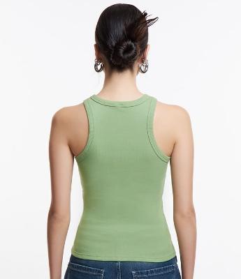 Blusa Regata Básica em Ribana com Leve Textura