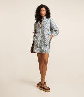 Camisa Jeans com Bolsos e Estampa de Listras - 1