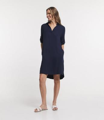 Vestido Curto em Viscose com Manga 3/4