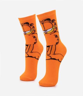 Meia Cano Longo em Algodão com Estampa do Garfield