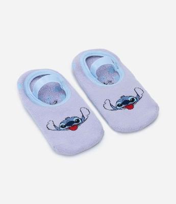 Meia Sapatilha Infantil com Antiderrapante e Estampa do Stitch - Tam 19/22 ao 31/34