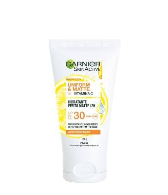 Protetor Hidratante Facial Garnier Uniform & Matte Vitamina C FPS 30, 40g