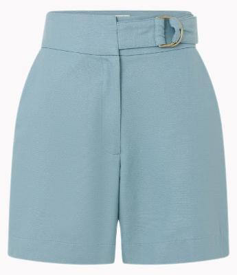 Short em Tricoline com Cós Alfaiatado e Fivela para Fechamento