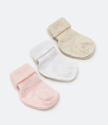 Kit 03 Pares de Meias Infantil com Dobra Dupla - Tam 0 a 12 meses