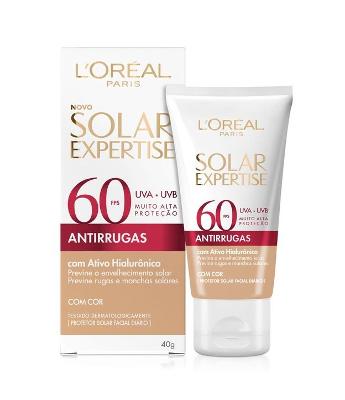 Protetor Solar Facial L'Oréal Paris Solar Expertise Antirrugas Com Cor FPS 60, 40g