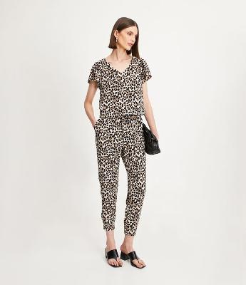 Calça Jogger em Viscolinho com Estampa Animal Print