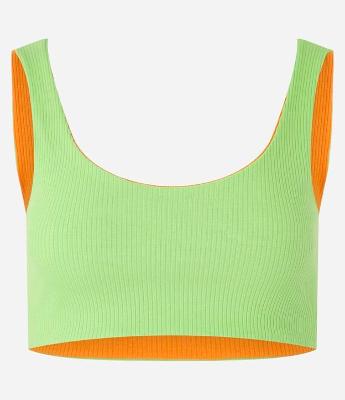 Blusa Regata Cropped Dupla Face em Tecido Misto Canelado