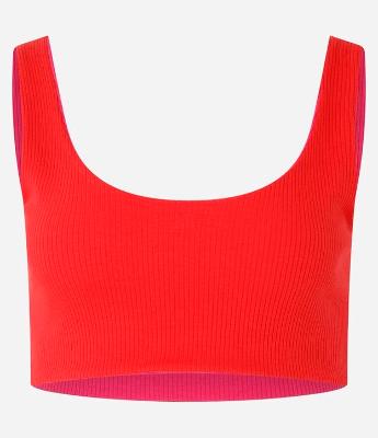 Blusa Regata Cropped Dupla Face em Tecido Misto Canelado