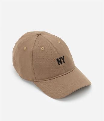 Boné Aba Curva em Sarja com Bordado New York Minimal