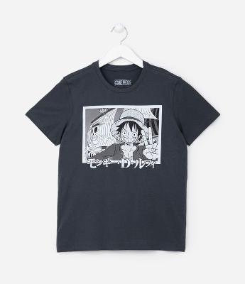 Camiseta Infantil com Estampa do Luffy de One Piece - Tam 5 a 14 Anos
