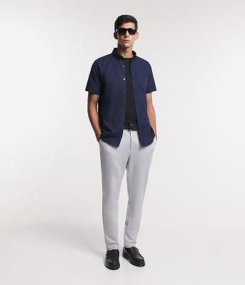 Calça Slim de Malha com Cós Meio Elástico
