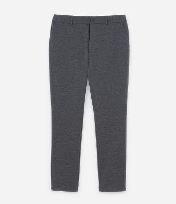 Calça Slim de Malha com Cós Meio Elástico