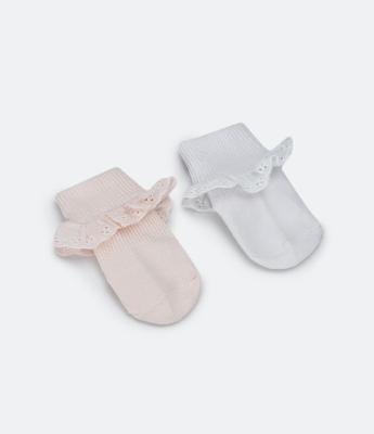 Kit 02 Pares de Meias com Rendinha em Laise - Tam 0 a 12 meses