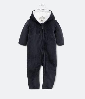 Macacão Infantil em Plush Forro Peludinho e Capuz com Orelhinhas - Tam RN a 18 meses