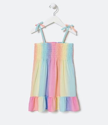 Vestido Infantil Listrado com Amarração nas Alças - Tam 1 a 5 Anos