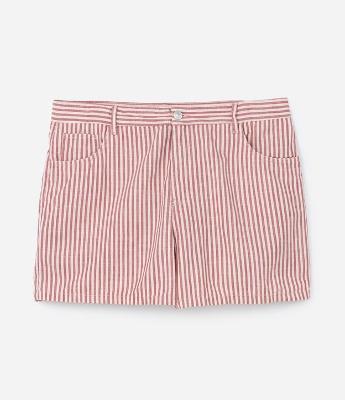 Short Mom Jeans com Estampa Listrada Curve & Plus Size