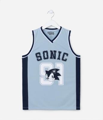 Regata Infantil com Estampa de Basquete do Sonic - Tam 5 a 12 anos