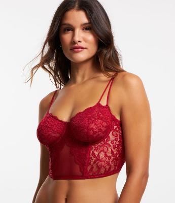 Corset Sem Bojo em Renda Floral com Alça Dupla