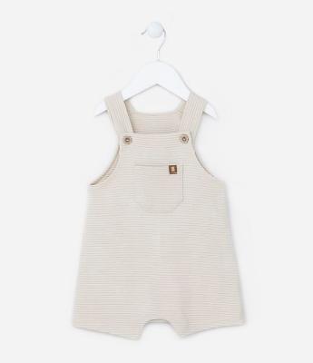 Jardineira Infantil Texturizada com Bolsinho - Tam 0 a 18 meses