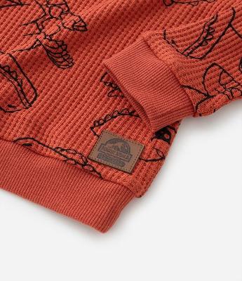 Camiseta Infantil em Malha Waffle Texturizada Estampa Jurassic Baby - Tam 2 a 5 anos