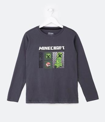 Camiseta Infantil com Estampa Minecraft - Tam 5 a 14 Anos