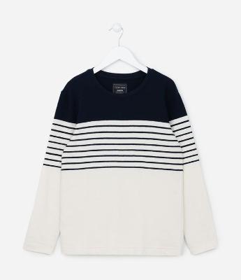 Camiseta Infantil Listradas com Bloco de Cores - Tam 5 a 14 anos