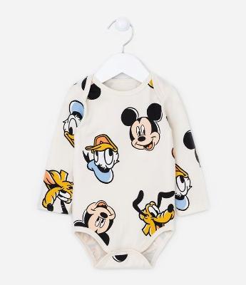 Body Infantil em Algodão Estampa Mickey e Amigos - Tam RN a 24 meses
