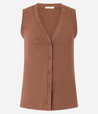Blusa Colete em Ribana com Abotoamento Frontal