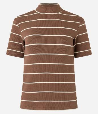 Blusa em Ribana com Golinha Média e Estampa Listrada
