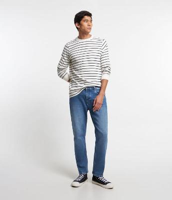 Calça Slim Cropped Jeans com Bolsos