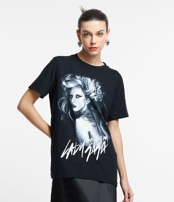 Camiseta em Algodão com Estampa Lady Gaga