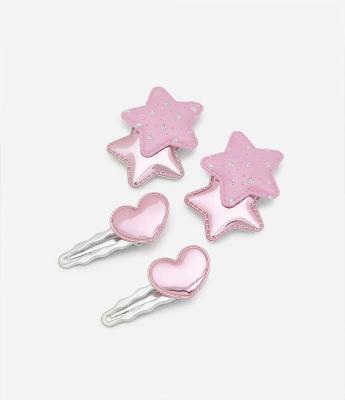 Kit 04 Presilha de Cabelo com Estrelas Metalizada