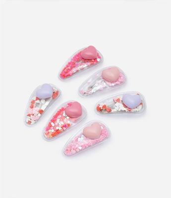 Kit 06 Presilhas de Cabelo Infantis com Coração e Brilhos