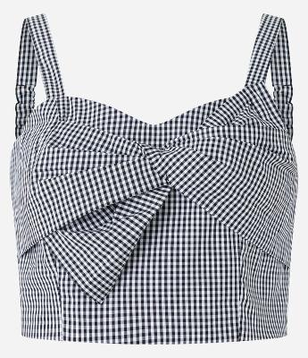 Blusa Cropped em Tricoline com Laço Frontal e Lastex nas Costas