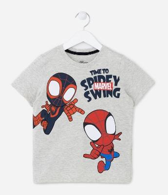 Camiseta Infantil com Estampa do Spidey e Lettering - Tam 3 a 10 Anos