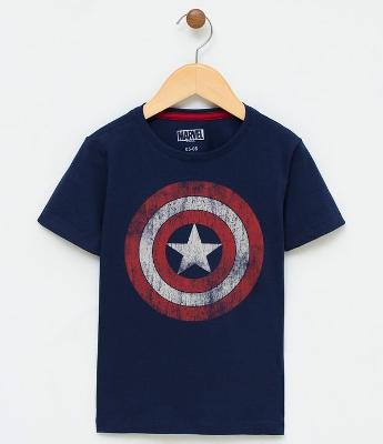 Camiseta Infantil Manga Curta Capitão América Tal Pai Tal Filho - 4 a 14 anos 