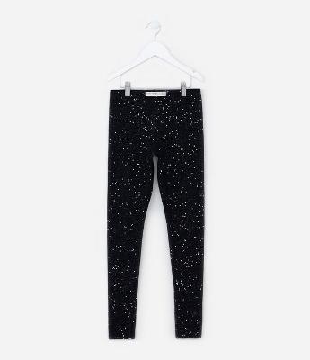 Calça Legging Infantil com Glitter - Tam 5 a 14 Anos