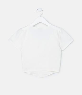 Blusa Cropped Infantil com Bordado de Lacinho - Tam 7 a 14 Anos