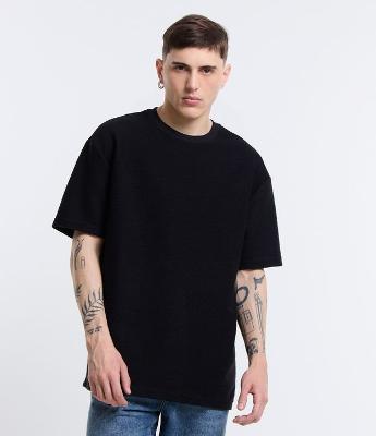Camiseta Relaxed em Algodão com Leve Textura