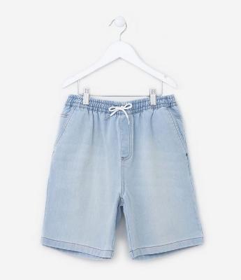 Bermuda Infantil em Jeans com Cós Elástico - Tam 5 a 14 anos