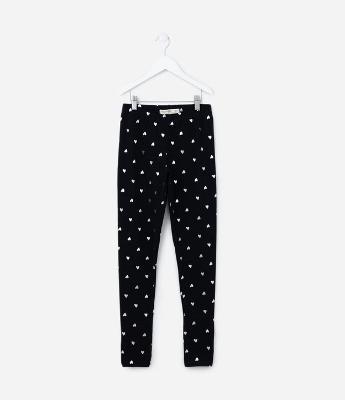 Calça Legging Infantil com Estampa de Corações - Tam 5 a 14 Anos